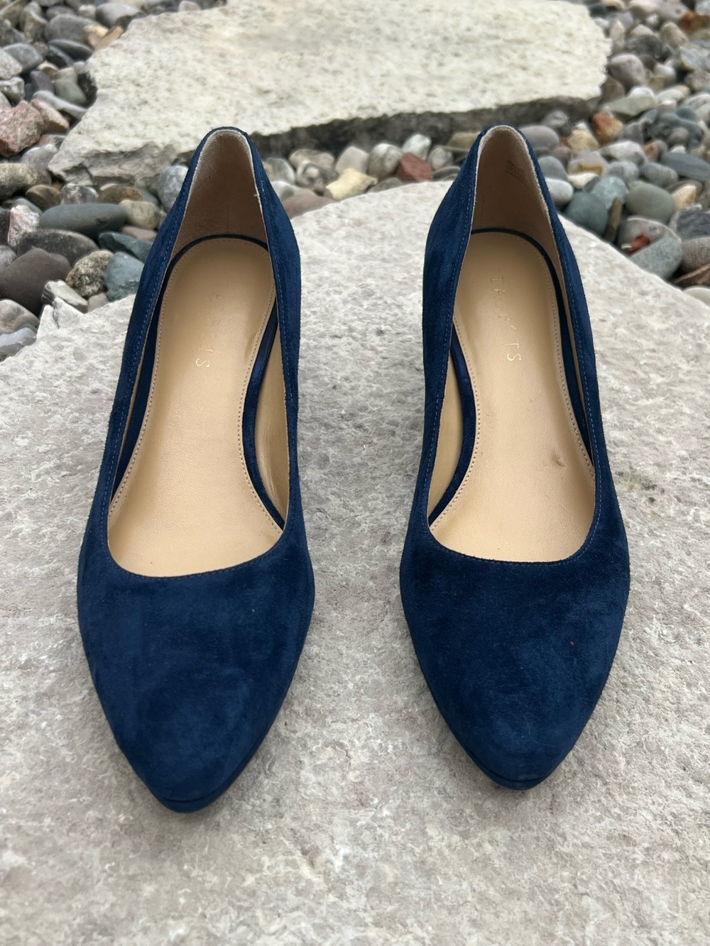 Talbots Navy Suede Wedge Pumps - Picture 2 of 14